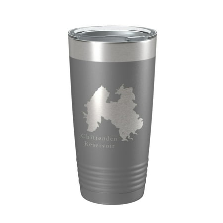 

Chittenden Reservoir Tumbler Lake Map Travel Mug Insulated Laser Engraved Coffee Cup Vermont 20 oz Dark Gray