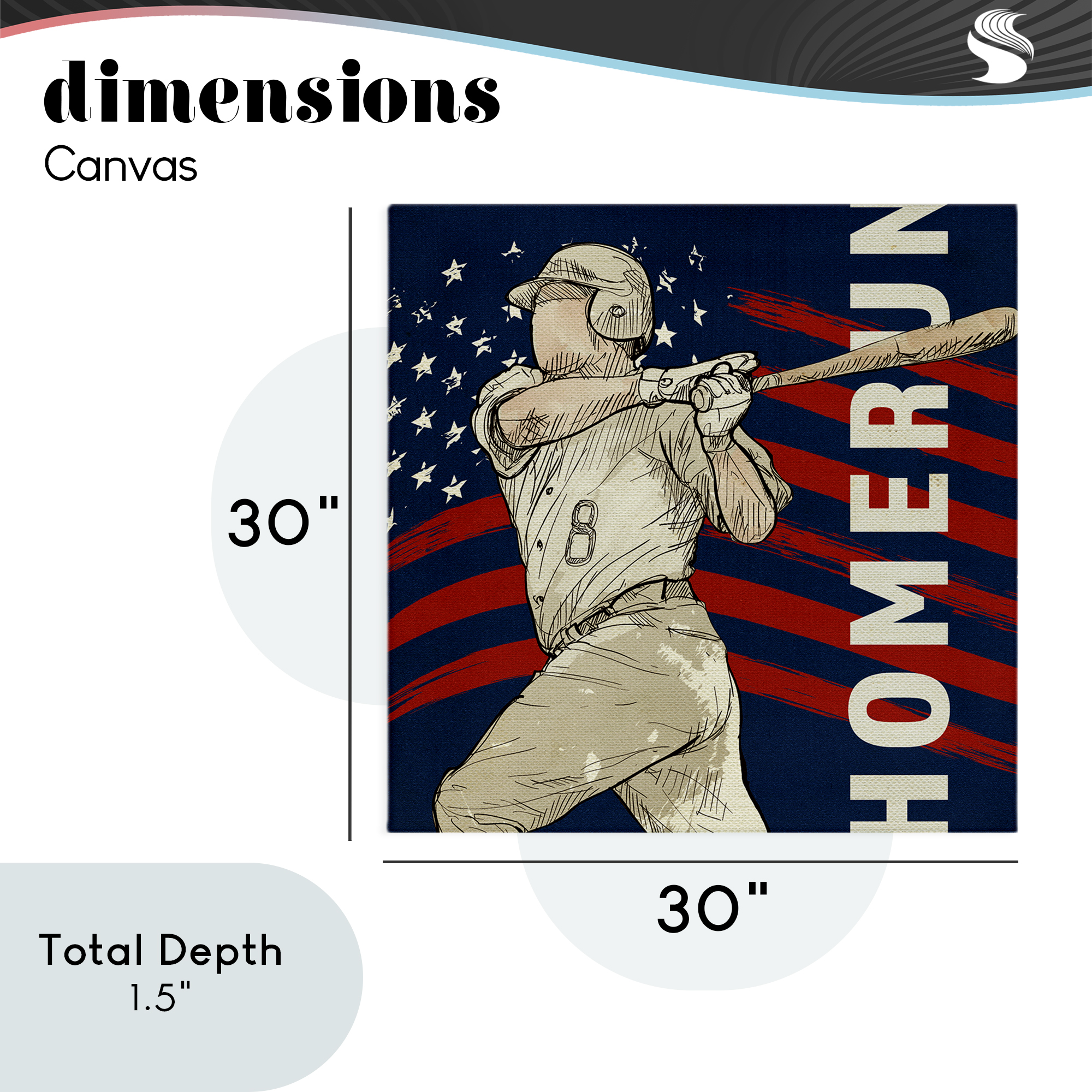Patriotic Home Run Baseballer Canvas Wall Art, design by LightBoxJournal