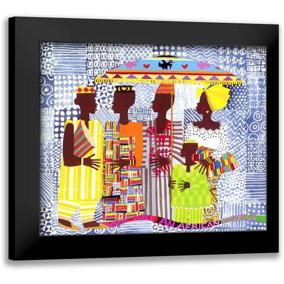 Honeywood, Varnette 14x12 Black Modern Framed Museum Art Print Titled - We Are African People