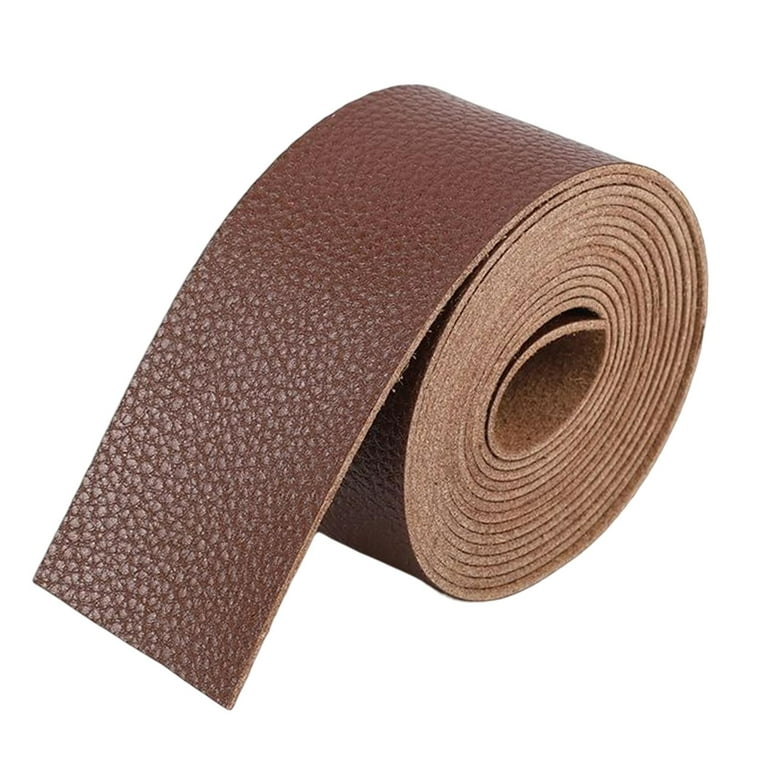 Perfk Faux Leather Strap Strips Crafts 2m Long Handmade for Clothing Tooling Watch Coffee, Brown