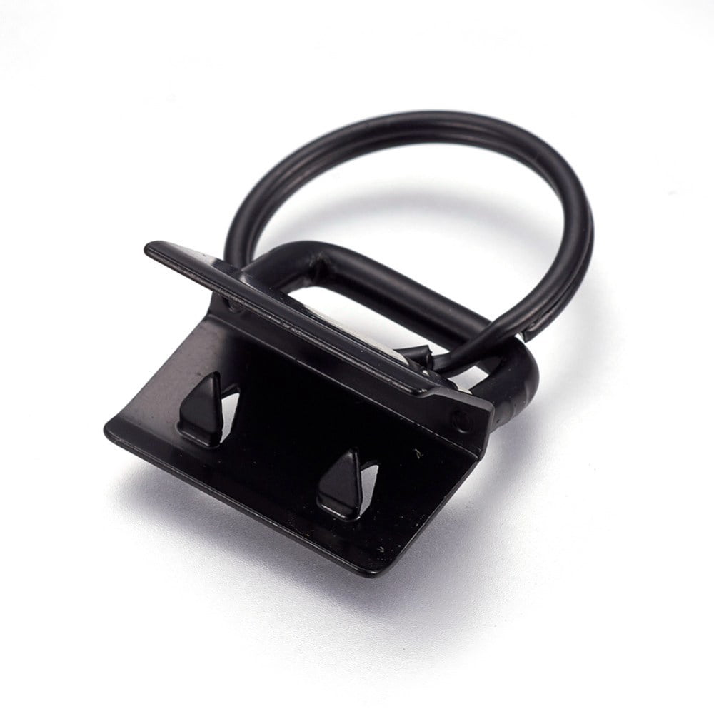 100pcs Electrophoresis Iron Split Key Rings Keychain Clasp Findings with Ribbon Ends Black End: 20~21x20~21x13~14mm Ring: 24x2.5mm