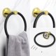 thumbnail image 2 of Toallero de baño, accesorios de hardware de baño, toallero de baño de acero inoxidable grueso, colgador de toallas redondo moderno montado en la pared (negro y dorado), 2 of 5