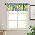 thumbnail image 3 of Yellow Lemon Valance, Blue Tiles Summer Holiday Tasty Fruit Healthy Fruit Vintage Rustic Cafe Short Window Valance for Kitchen Bedroom Decor, 54x18in, 3 of 5