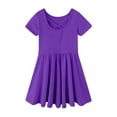 thumbnail image 5 of XXWXYD Girls Twirl Skater Dress Short Sleeve A-Line T-Shirt Dress Elegant Summer School Outfit Stretchy Comfort 4-12 Years, 5 of 6