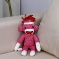 thumbnail image 3 of Plushland Adorable mono calcetín de 8.0 in de alto – suave y realista juguete de peluche de punto – para niños, bebés, adolescentes, niñas y niños (rosa), 3 of 3
