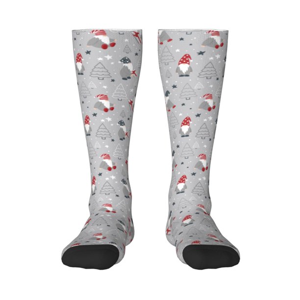 Fotbe Santa with Gifts Calcetas Divertidas Estampadas para Hombre y Mujer, Calcetas de Algodón hasta la Rodilla para Caminar, Correr, Enfermería y Embarazo