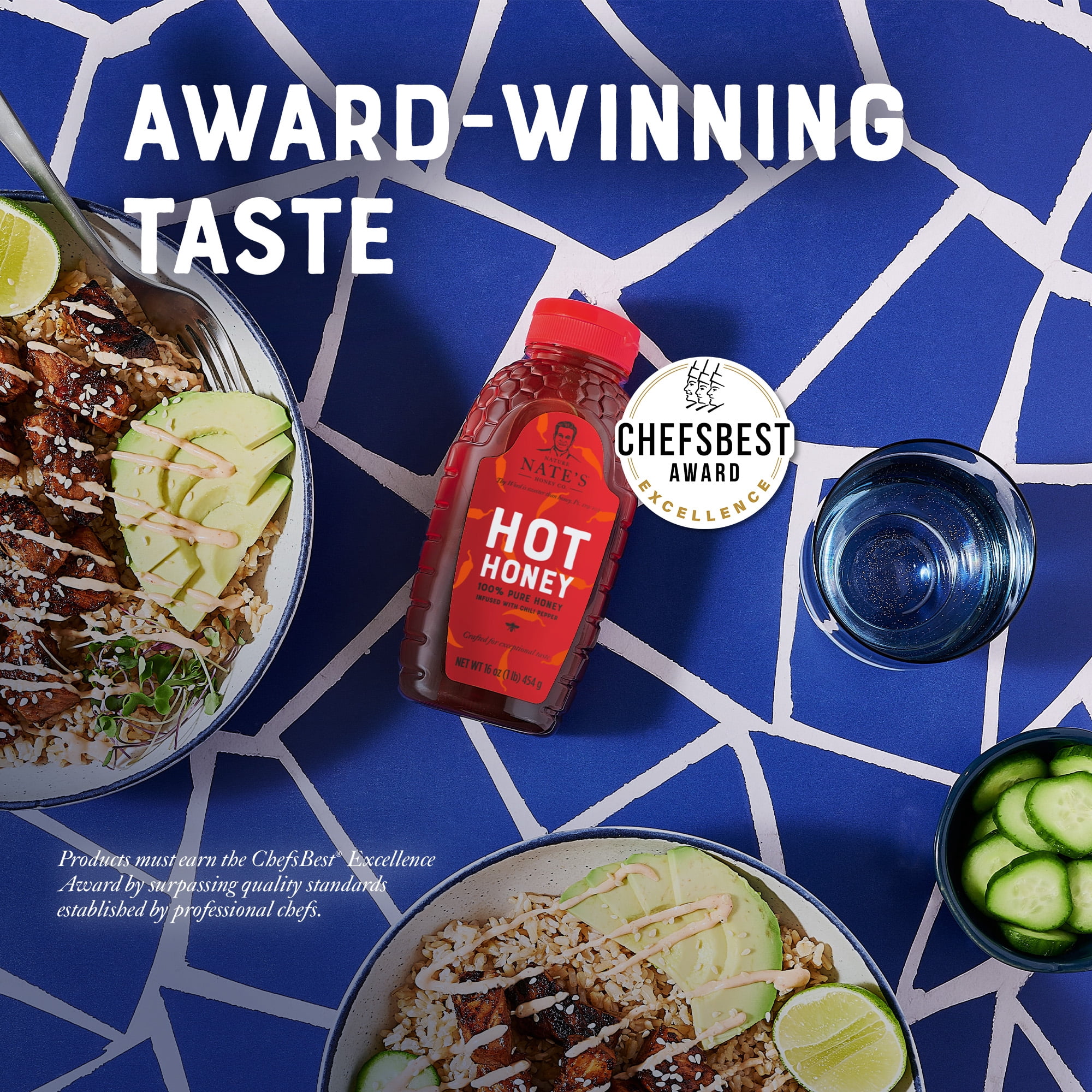 (2 pack) Nate's Hot Honey: 100% Pure Honey & Habanero Chili Pepper Flakes, 16 fl oz Gluten-Free Honey