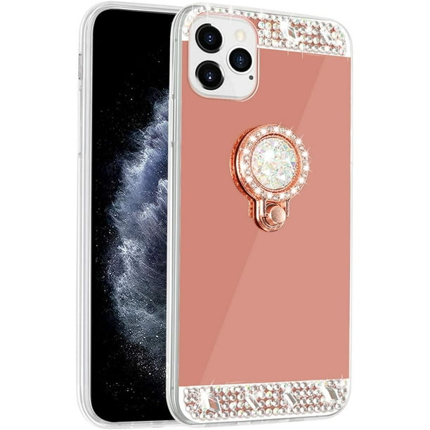 Mignvoa Iphone 12 Pro Max 6 7 Inch Diamond Glitter Case Mirror Makeup For Girls Women Protective Bling Crystal Rhinestone Ring Holder Kickstand Cover For Apple Iphone 12 Pro Max 6 7 Inch Rose Gold Walmart Com