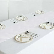 Efavormart WHITE Premium Polyester Table Top Runner For Weddings Birthday Party Banquets Decor Fit Rectangle and Round Table
