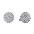 thumbnail image 3 of Halo Jewelers 0.75 Carat (ctw) 10k White Gold Round Cut Natural Diamond Ladies Halo Cluster Stud Earrings For Women | H-I Color, I2 Clarity, 3/4 CT Screw Back Earrings, 3 of 7