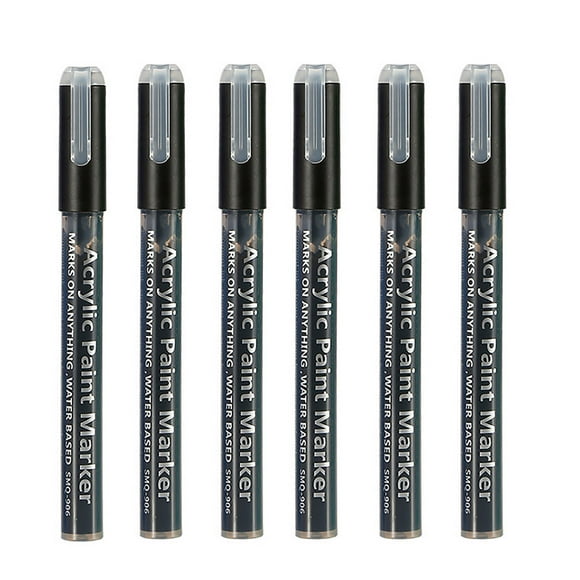 Amzcrzy Marker Pen 6Pc Pack Black Acrylic Marker Pen Set, Water-Based Paint Pen, Hand Ledger, Graffiti Pen, Acrylic Paint Marker Pen Pens School Supplies Writech Pens Pens for School