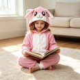 thumbnail image 6 of KAUOD Girls Onesie Rabbit Hooded Fleece Button up Animal Onesie Soft Cozy Hooded Jumpsuit Kids Fall Winter Outfits Cute Clothes, 6 of 7