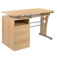 thumbnail image 2 of BizChair Maple Desk with Three Drawer Pedestal and Pull-Out Keyboard Tray, 2 of 12