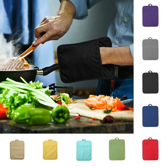 Kitecy Kitchen Safety Heat Resistant Oven Mitt Pad Pocket Style for Kitchen Baking Microwave Grilling Hand Protection Insulated , Oven Mitts Heat Protection