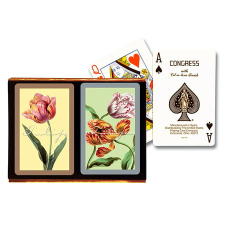 Congress Tulips Standard Index Bridge Playing Cards - 2 Deck