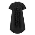 thumbnail image 7 of Wycnly Formal Dresses for Women Casual Solid Ruffle Layer Irregular Chiffon Beach Sundress Short Sleeve V-Neck Plain 2024 Summer Mini Dress Black XL, 7 of 7