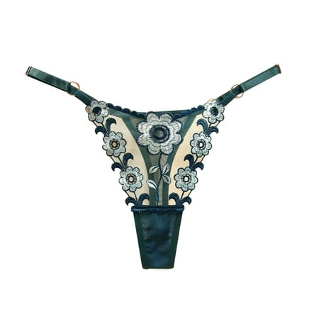 

Mrat Seamless G-Strings Comfort Soft Thong No Show Panties Women s Perspective Embroidered Panties Diamond Belt Can Control Tulle Thong Ladies No Show Panties