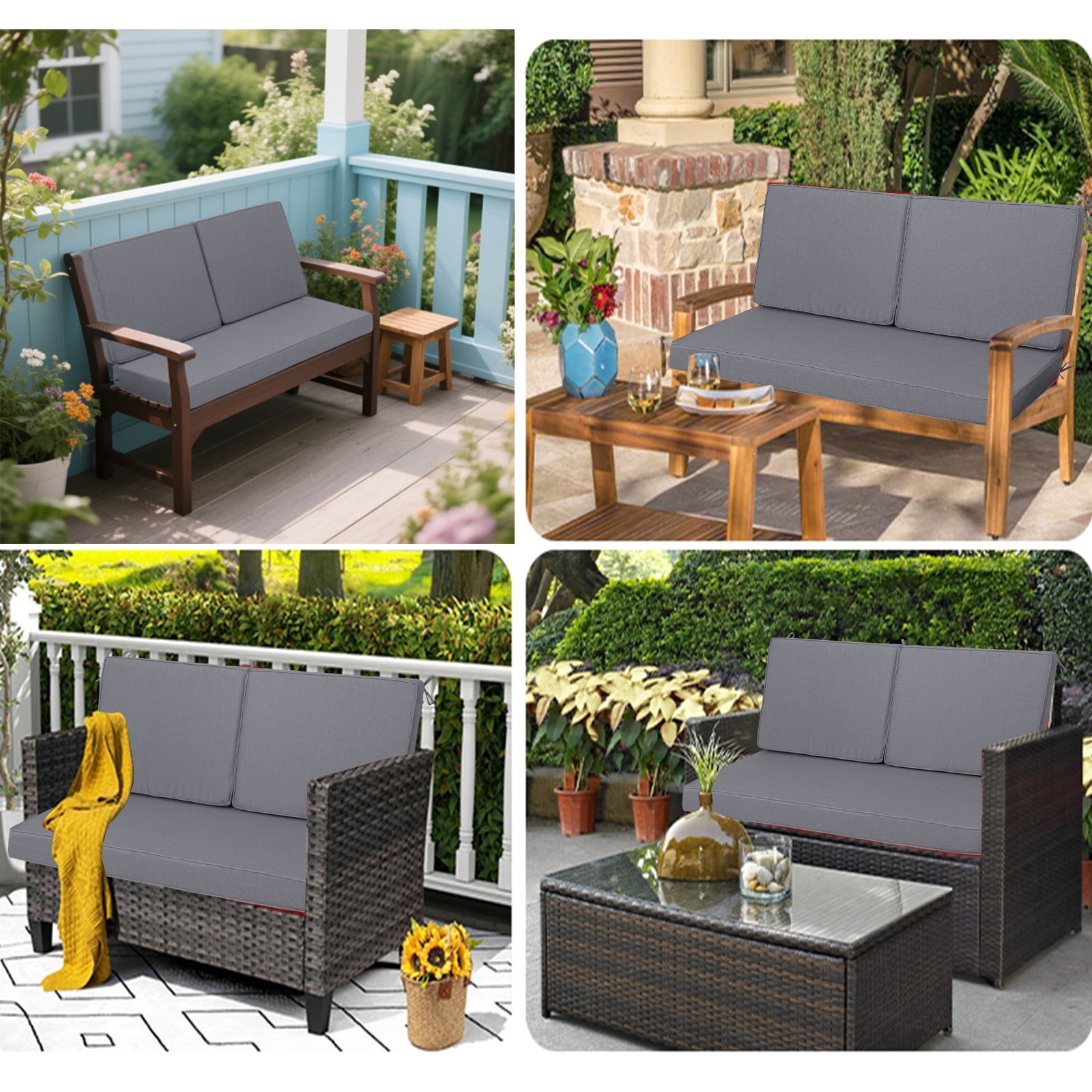 swing Outdoor Loveseat Cushion Set 48 x 25 inch,Waterproof Weather & Fade Resistant Seat and Backrest Cushion Set for Couch, Swing, Bench