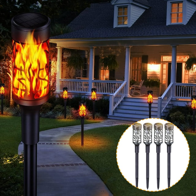 Fiudx Luces Solares, Halloween Duraderas, Decoración Brillante para Jardín Al Aire Libre, Luz de Patio Resistente a La Intemperatura Ip65, Llama Solar de Fácil Instalación, Regalo Perfecto para Las F
