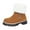 Brown, variant on Fuzzy Snow Boots for Women Suede Fold Over Plush Warm Lug Sole Chunky Heel Zipper Winter Ankle Booties