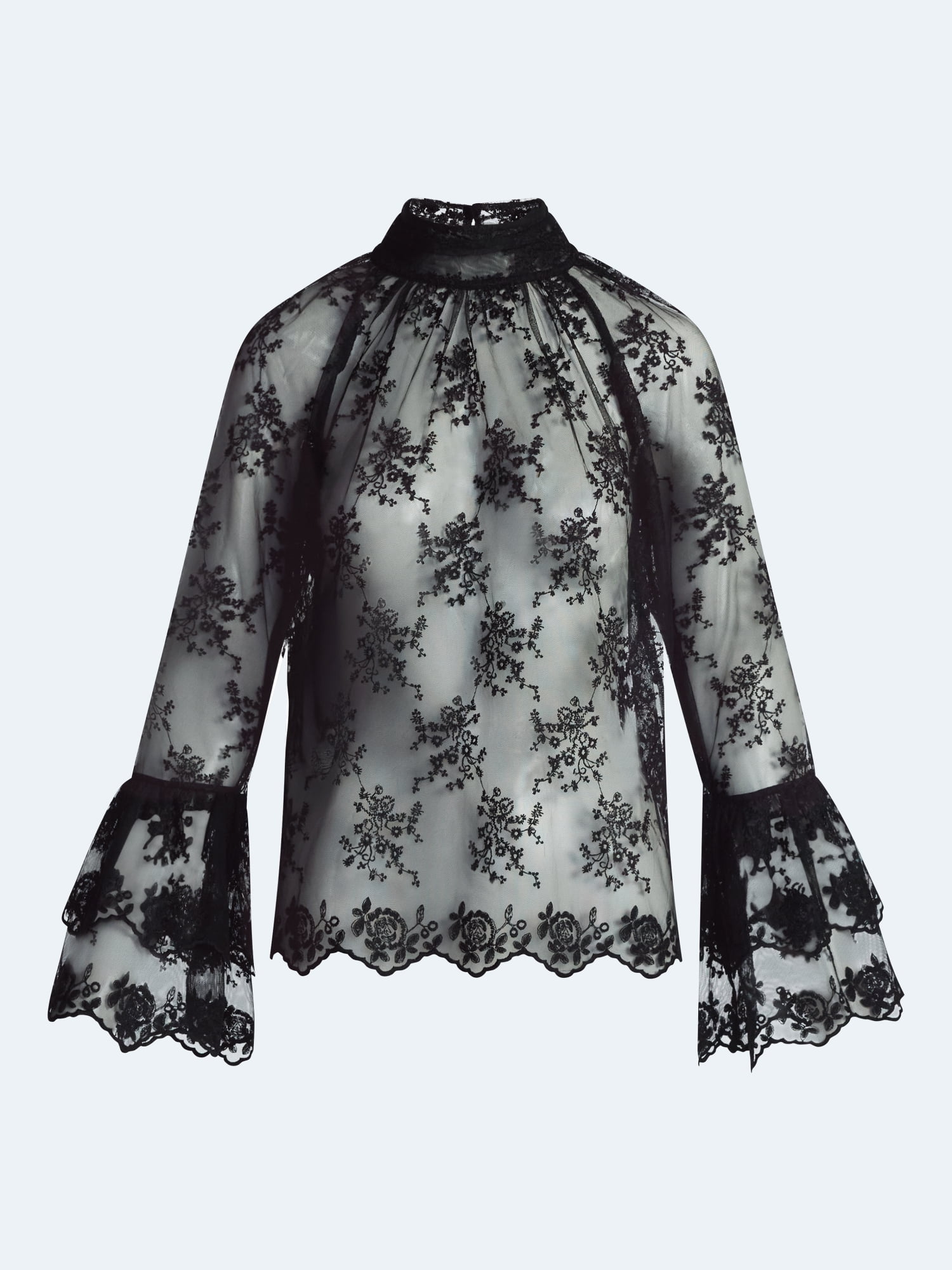 Scoop Women's Ruffle Lace Blouse, Sizes XS-XXL