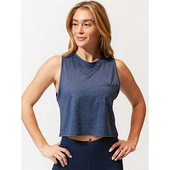 Threads 4 Thought HEATHER CHAMBRAY Women's Rochelle Crop Tank Top L