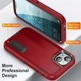thumbnail image 4 of for iPhone 15 Case, iPhone 15 Phone Case with Built in Kickstand, Shockproof/Dustproof/Drop Proof Heavy Duty Military-Grade Rugged Protective Cover for iPhone 15,Red,For iPhone 15, 4 of 9