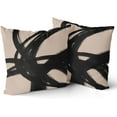 thumbnail image 2 of Black and Tan Abstract Art Line Pillow Covers 18x18 Set of 2 Modern Print Decorative Pillowcases Farmhouse Throw Cushion Case Decor for Couch Sofa Bed, 2 of 6