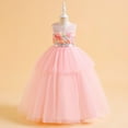 thumbnail image 2 of AUNVITO Girls Sleeveless Round Neck Ball Gown Dress 3D Floral Tulle Appliques Princess Party Evening, 2 of 9