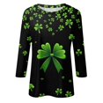 thumbnail image 4 of BDPORKAS Irish Lucky Clover Saint Patricks Day Shirts Women 3/4 Sleeve Tops for Women Crew Neck Pullover Graphic Tee Tops Teacher Saint Patricks Day Shirts, 4 of 5