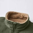 thumbnail image 4 of Men's Sherpa Lined Jackets Loose Long Sleeve Stand Collar Coats for Men Winter Fleece Lined Full Zip Up Jackets (Army Green L), 4 of 6