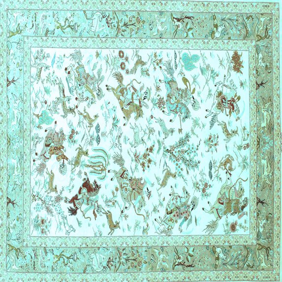 Ahgly Company Indoor Square Animal Light Blue Traditional Area Rugs, 8' Square