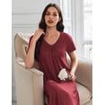 thumbnail image 4 of Oudiya 3 Pack Long Nightgowns for Women House Dress Short Sleeve Plus Size V Neck Nightshirt, M-5XL, 4 of 8