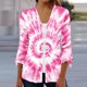 thumbnail image 1 of Cárdigan para mujer, estampado floral, manga abullonada, holgado, blusa de manga 3/4 con volantes, botones delanteros abiertos, blusa para mujer, 1 of 5
