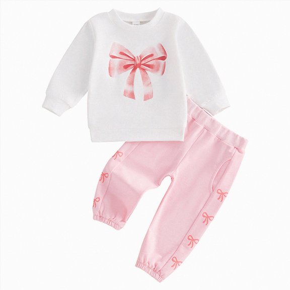 Wonitaaizi Toddler Girl Fall Clothes Outfit Long Sleeve Sweatshirt Pants Set Fall Winter Outfit (2-3 Years,White)