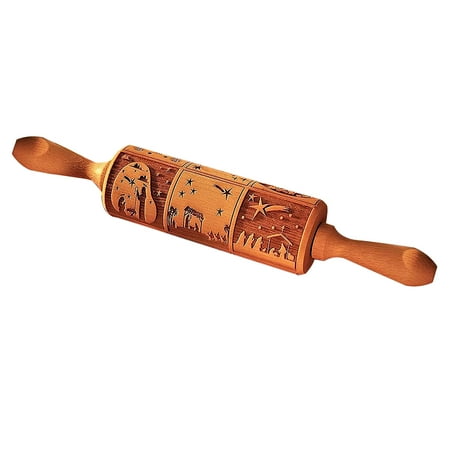 

Nativity Engraved Rolling Pin 35x5cm Wood Christmas Decoration Cookies Noodle Biscuit Fondant Cake Baking Tools