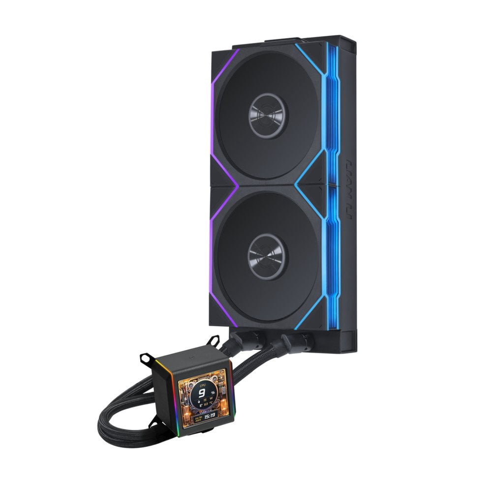 Lian Li GA2ALCD28TLB 280mm AIO Liquid CPU Cooler 2 x 140mm RGB Fans 2.88" IPS LCD Black