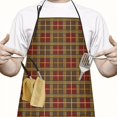 thumbnail image 2 of Brown Red Yellow Plaid Checkered Pattern Apron-Garden Aprons for Women with Pockets-Cotton Linen Waterproof Kitchen Cooking Gardening Aprons Adjustable for Kitchen,Cooking,BBQ and Salon 33x27 Inch, 2 of 7