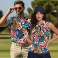thumbnail image 6 of Uorisanigo Hawaii Flower Matching Couple Outfits Men Zipper Shirt Size XL Short Sleeve Dry Fit Casual Workout Tops and Womens Golf Shirts 1/4 Zip Up Sleeveless Racerback Sports Tops, 6 of 8