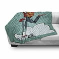 thumbnail image 3 of Indie Soft Flannel Fleece Blanket, Pop Art Scenery with Hipster Santa Claus on Scooter with Gift Bag Christmas Theme, Cozy Plush for Indoor and Outdoor Use, 50" x 60", Teal Red Blue, by Ambesonne, 3 of 6