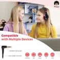 thumbnail image 5 of rockpapa Comfort Auriculares para niños para la escuela, ligeros para niños, niñas, adolescentes, auriculares supraaurales con cable de 3,5 mm para reproductor de CD, DVD, tableta, teléfono, viajes, n, 5 of 5