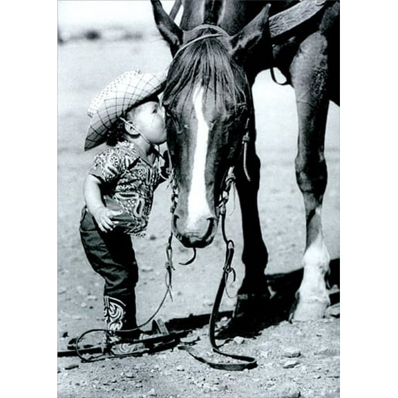 Avanti Press Little Cowgirl Kissing Horse America Collection Birthday Card