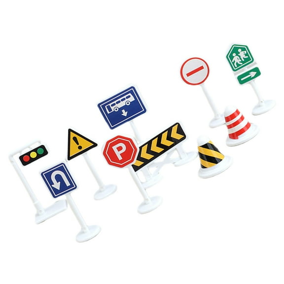 FRCOLOR 10pcs Mini Traffic Barricade Signs Road Signs for Play and Learning