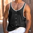 thumbnail image 2 of Afdoent Men's Tank Top Summer Men's Solid Color Beach Tank Top With False Buttons Comfortable, 2 of 5