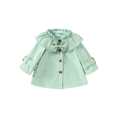 

Toddler Kids Baby Girl Fall Winter Clothes Long Sleeve Jacket Trench Coat Windbreaker Breasted Belt Outerwear Dress