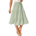 thumbnail image 4 of INSPIRE CHIC Women's Gingham Skirt Summer Casual Drawstring Waist Tiered Plaid A-Line Midi Skirts Green XL, 4 of 6