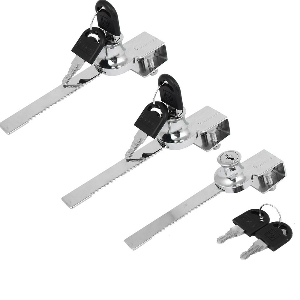 3pcs Locker Showcase Sliding Glass Door Locks with keys Silver
