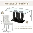 thumbnail image 2 of AF Design Glass Dining Table Set of 5, Tempered Glass Table with Double O-Shape Base, 4 Velvet Nailhead Chairs for Kitchen, Living Room, 2 of 7
