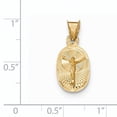 thumbnail image 3 of Finest Gold 14K Yellow Gold Polished Diamond-Cut Corpus Oval Pendant, 3 of 4