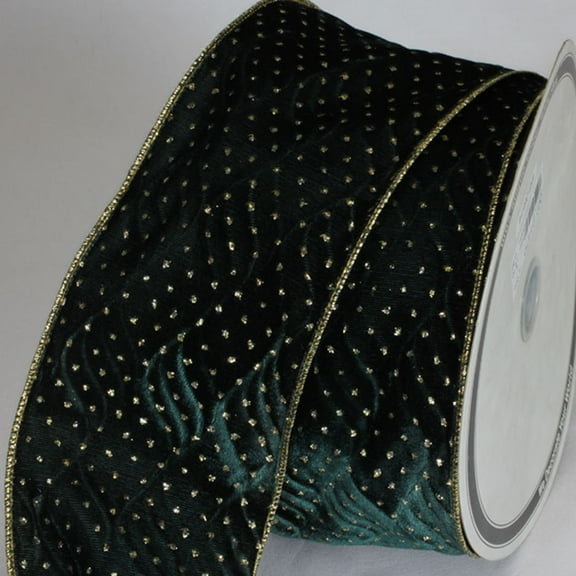 The Ribbon People Hunter Green Polka Dotted Wired Craft Ribbon 4" x 20 Yards